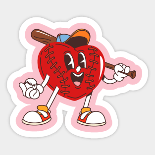 Baseball Valentines Day Baseball Boys Valentines Heart Kids Men Sticker